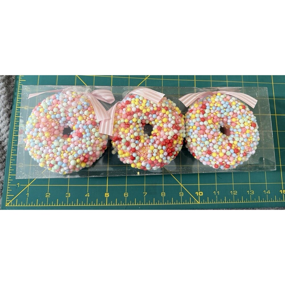 Donut with sprinkles christmas ornaments pink